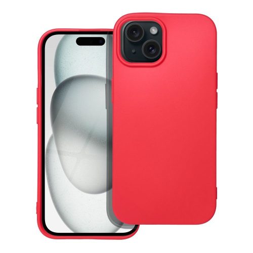 iPhone 15 szilikon tok, hátlaptok, telefon tok, velúr belsővel, matt, piros, Silicon