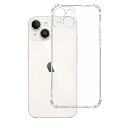 iPhone 15 szilikon tok, hátlaptok, telefon tok, erősített sarkokkal, átlátszó, Anti Shock, 1,5mm