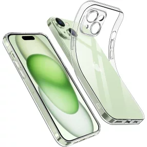   iPhone 15 szilikon tok, hátlaptok, telefon tok, vastag, átlátszó, kamera védelemmel, Clear, 2mm