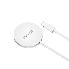   MagSafe kompatibilis vezeték nélküli töltő 15W, mágneses USB-C iPhone kompatibilis, fehér – Forever MAWC-100