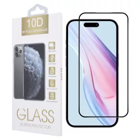   iPhone 15 Pro Max üvegfólia, tempered glass, előlapi, 10D, edzett, hajlított, fekete kerettel