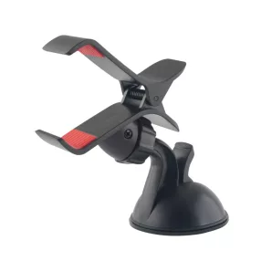   Autós mobiltelefon tartó, tapadókorongos, csiptethető, 360 fokban elfordítható, fekete, Setty