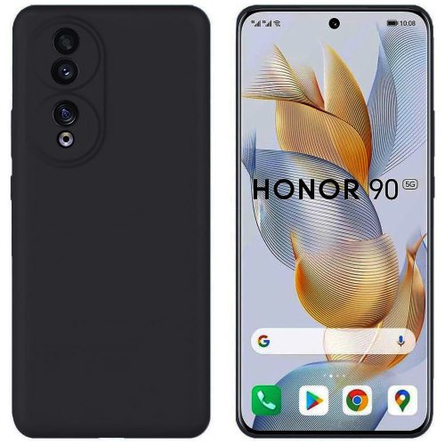 Honor 90 5G szilikon tok, telefon tok, hátlaptok, matt, fekete