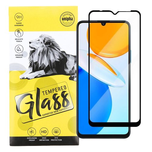 Honor X6 / X8 5G / Honor 70 Lite 5G üvegfólia, tempered glass, előlapi, 9D, edzett, hajlított, fekete kerettel