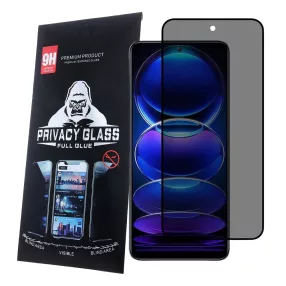   Xiaomi Redmi Note 12 Pro 4G / 5G / Note 11 Pro 4G / 5G / Poco X5 Pro 5G üvegfólia, tempered glass, előlapi, edzett, hajlított, fekete kerettel, betekintés védelemmel, Privacy
