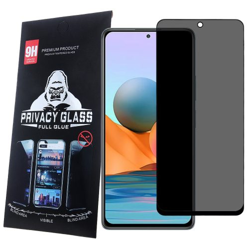 Xiaomi Redmi Note 12s 4G üvegfólia, tempered glass, előlapi, edzett, hajlított, fekete kerettel, betekintés védelemmel, Privacy