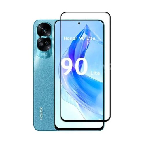 Honor 90 Lite 5G üvegfólia, tempered glass, előlapi, 5D, edzett, fekete kerettel