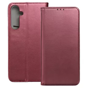   Samsung Galaxy S23 FE 5G könyvtok, fliptok, telefon tok, mágneszáras, bankkártyatartós, bordó, Smart Magnetic