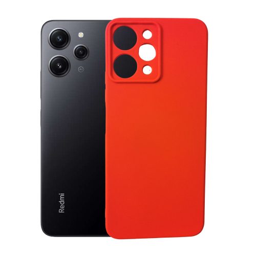 Xiaomi Redmi 12 4G szilikon tok, hátlaptok, telefon tok, velúr belsővel, matt, piros, Silicon