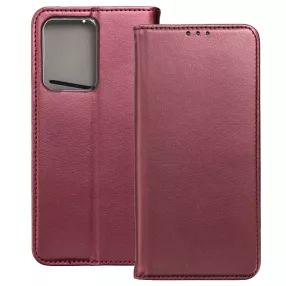   Xiaomi Redmi 12 4G / 5G könyvtok, fliptok, telefon tok, mágneszáras, bankkártyatartós, bordó, Smart Magnetic
