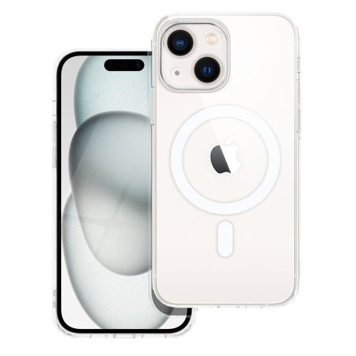 iPhone 15 hátlaptok, telefon tok, MagSafe kompatibilis, átlátszó, kamera védelemmel, Mag Cover