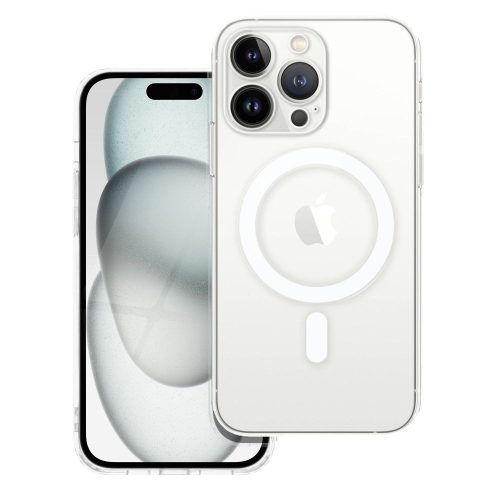 iPhone 15 Pro hátlaptok, telefon tok, MagSafe kompatibilis, átlátszó, kamera védelemmel, Mag Cover