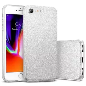   iPhone 7 / 8 / SE 2020 / SE 2022 szilikon tok, hátlaptok, telefon tok, csillámos, ezüst, Glitter