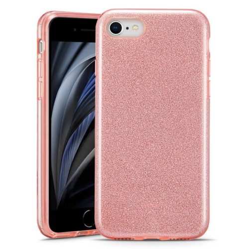 iPhone 7 / 8 / SE 2020 / SE 2022 szilikon tok, hátlaptok, telefon tok, csillámos, rózsaszín, Glitter