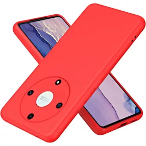   Honor Magic5 Lite 5G szilikon tok, hátlaptok, telefon tok, velúr belsővel, matt, piros, Silicon