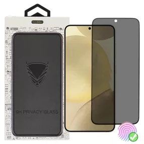  Samsung Galaxy S22 5G / S23 5G Privacy üvegfólia – 9H, fekete keretes, ujjlenyomat-olvasó kompatibilis | OG Premium