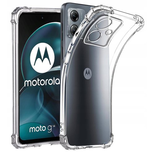 Motorola Moto G14 szilikon tok, hátlaptok, telefon tok, erősített sarkokkal, átlátszó, Anti Shock, 1,5mm