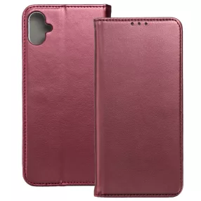   Samsung Galaxy A05 könyvtok, fliptok, telefon tok, mágneszáras, bankkártyatartós, bordó, Smart Magnetic