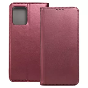   Motorola Moto G54 5G / G54 5G Power Edition könyvtok, fliptok, telefon tok, mágneszáras, bankkártyatartós, bordó, Smart Magnetic