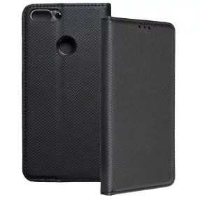   Huawei P Smart könyvtok, fliptok, telefon tok, mágneszáras, bankkártyatartós, fekete