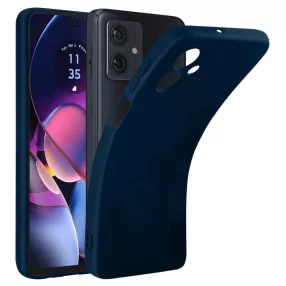   Motorola Moto G54 5G szilikon tok, hátlaptok, telefon tok, velúr belsővel, matt, sötétkék, Silicon