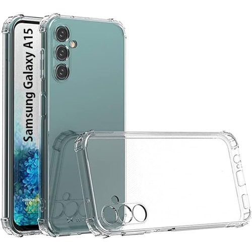 Samsung Galaxy A15 4G / A15 5G szilikon tok, hátlaptok, telefon tok, erősített sarkokkal, átlátszó, Anti Shock, 1,5mm