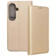 Samsung Galaxy S24 5G könyvtok, fliptok, telefon tok, mágneszáras, bankkártyatartós, arany