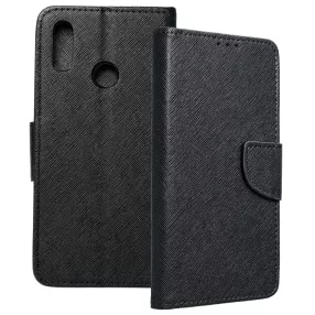   Huawei P20 Lite könyvtok, fliptok, telefon tok, bankkártyatartós, mágneszáras, fekete, Fancy