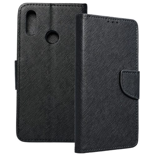 Huawei P20 Lite könyvtok, fliptok, telefon tok, bankkártyatartós, mágneszáras, fekete, Fancy