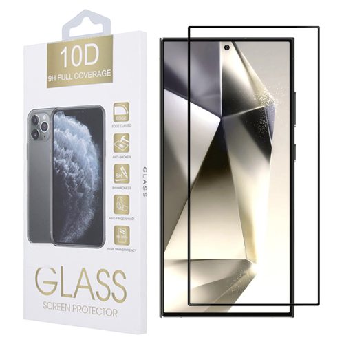 Samsung Galaxy S24 Ultra 5G üvegfólia, tempered glass, előlapi, 10D, edzett, hajlított, fekete kerettel