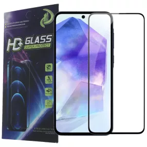   Samsung Galaxy A55 5G / A35 5G üvegfólia, tempered glass, előlapi, 9D, edzett, hajlított, fekete kerettel