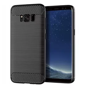   Samsung Galaxy S8 szilikon tok, hátlaptok, telefon tok, karbon mintás, fekete, Simple Carbon