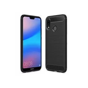   Huawei P20 Lite szilikon tok, hátlaptok, telefon tok, karbon mintás, fekete, Simple Carbon