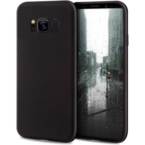 Samsung Galaxy S8 szilikon tok, hátlaptok, telefon tok, matt, fekete