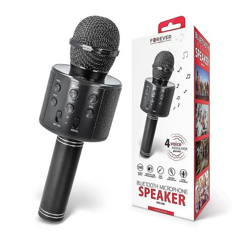 Bluetooth karaoke mikrofon hangszóróval, vezeték nélküli, fekete, Forever BMS-300