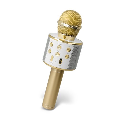 Bluetooth karaoke mikrofon hangszóróval, vezeték nélküli, arany, Forever BMS-300