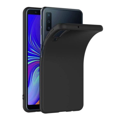 Samsung Galaxy A7 2018 szilikon tok, hátlaptok, telefon tok, matt, fekete