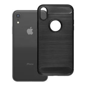   iPhone XR szilikon tok, hátlaptok, telefon tok, karbon mintás, fekete, Simple Carbon