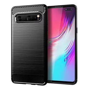   Samsung Galaxy S10 szilikon tok, hátlaptok, telefon tok, karbon mintás, fekete, Simple Carbon