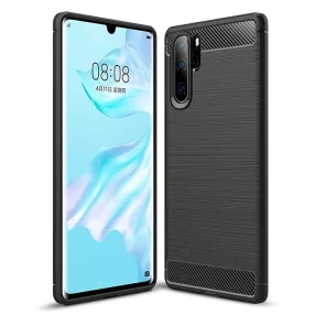   Huawei P30 Pro szilikon tok, hátlaptok, telefon tok, karbon mintás, fekete, Simple Carbon
