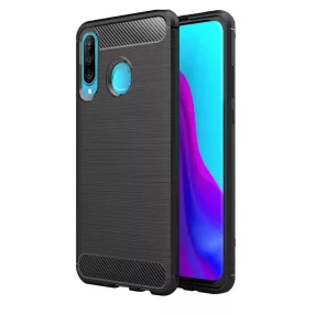   Huawei P30 Lite szilikon tok, hátlaptok, telefon tok, karbon mintás, fekete, Simple Carbon
