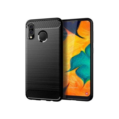 Huawei P Smart 2019 / Honor 10 Lite szilikon tok, hátlaptok, telefon tok, karbon mintás, fekete, Simple Carbon