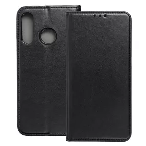   Huawei P30 Lite könyvtok, fliptok, telefon tok, mágneszáras, bankkártyatartós, fekete, Smart Magnetic