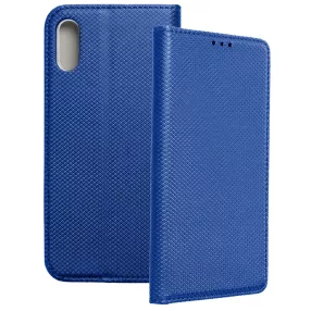   Huawei Y6 2019 könyvtok, fliptok, telefon tok, mágneszáras, bankkártyatartós, sötétkék