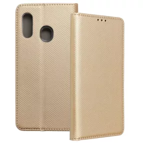   Samsung Galaxy A40 könyvtok, fliptok, telefon tok, mágneszáras, bankkártyatartós, arany