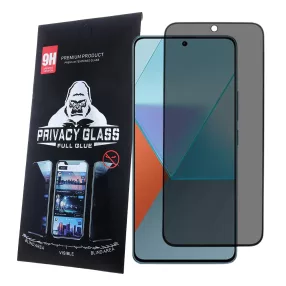   Xiaomi Redmi Note 13 4G / 5G / Poco X6 5G üvegfólia, tempered glass, előlapi, edzett, hajlított, fekete kerettel, betekintés védelemmel, Privacy
