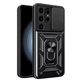   Samsung Galaxy S24 Ultra 5G hátlap tok, telefon tok, kitámasztható, mágneses, ütésálló, fekete, Defender Slide