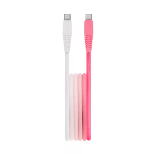 USB-C - USB-C kábel 1,5m 3A 15W töltőkábel, fehér-pink színátmenetes, Setty KGC-C-1.5320
