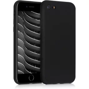   iPhone 7 / 8 / SE 2020 / SE 2022 szilikon tok, hátlaptok, telefon tok, velúr belsővel, matt, fekete, Silicon