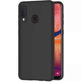   Samsung Galaxy A20e szilikon tok, hátlaptok, telefon tok, velúr belsővel, matt, fekete, Silicon